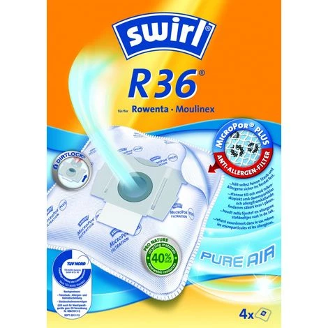 Swirl Staubsaugerbeutel R36 / R 36 MicroPor Plus AirSpace Für Rowenta, Moulinex ZR-0015 Staubsauger