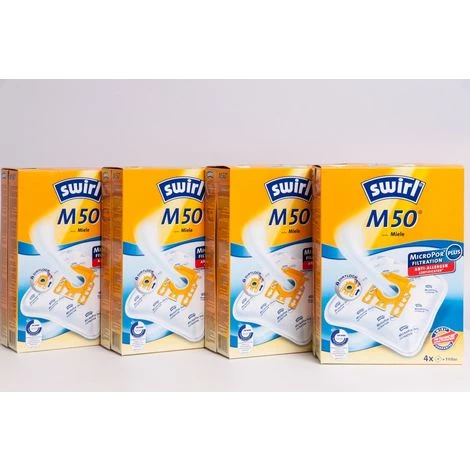 4 Pakete Swirl Staubsaugerbeutel M50 / M 50 MicroPor Plus AirSpace Für Miele Staubsauger Typ: M