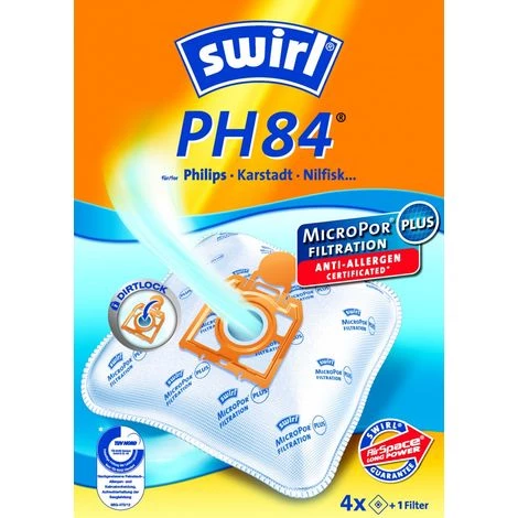 2 Pakete Swirl Staubsaugerbeutel PH84 / PH 84 MicroPor Plus AirSpace Für Philips Staubsauger Oslo – Bild 2