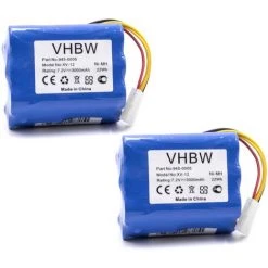 2x Vhbw NiMH Akku 3000mAh (7.2V) Kompatibel Mit Saugroboter Home Cleaner Heimroboter Ersatz Für Neato 205-0001, 945-0006, 945-0024