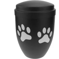 PrimeMatik - Andenken Urne Für Beerdigung Asche Memorial Kremation Schwarz Metall Gefäss 160x225 Mm Footprint-Modell
