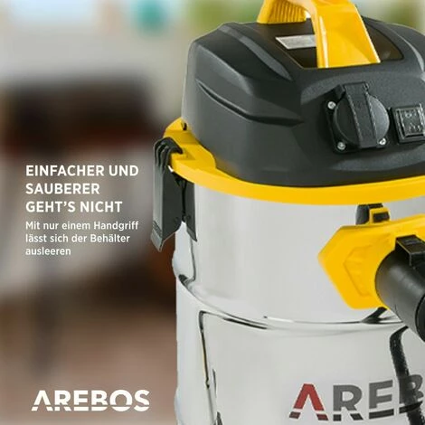 AREBOS Industriestaubsauger 5IN1 1600W Staubsauger Nass Trocken 30L Gelb – Bild 5