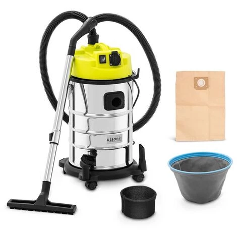 ULSONIX Nass-Trockensauger Industriestaubsauger Nasssauger Wassersauger Ohne Beutel 30 L - Silbern