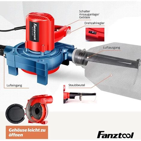 FANZTOOL Mobile Absauganlage 900W Mit Wiederverwendbaren Staubbeutel Und Metallgehäuse, Späneabsauganlage Geeignet Für Werkstatt Und Baustelle – Bild 5