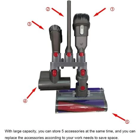 LANGRAY Wandmontierter Zubehörhalter, Adapter-Konverter-Set Für Dyson V11 V10 V8 V7, Ersatz Für Dyson Staubsauger (Grau, Mit Teilepaket) – Bild 5