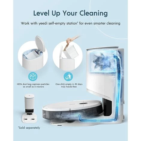 Yeedi Vac Hybrid 2-in-1 Saugroboter Wischfunktion Teppicherkennung 2500Pa APP EU – Bild 5