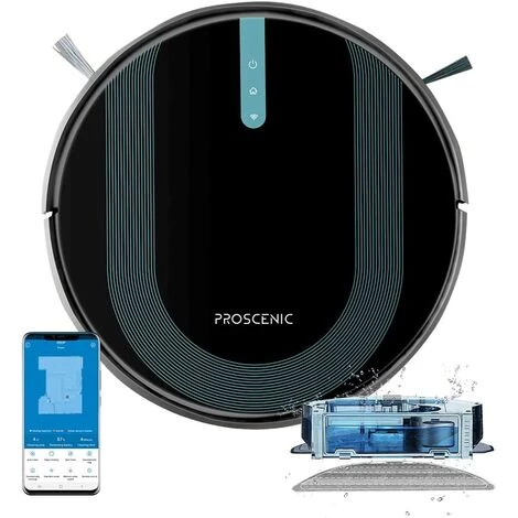 Proscenic 850T WLAN Saugroboter Mit Wischfunktion, Staubsauger Roboter, Alexa & Google Home & Appsteuerung, 3000Pa Saugleistung Auf Teppichen Und Hartb?den, Magnetband F¨¹r Begrenzung