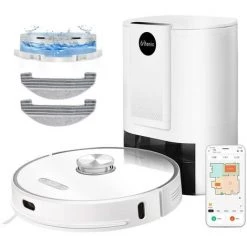 Ultenic T10 WLAN Saugroboter - Mit Absaugstation - Laser Navigation - 3000Pa Staubsauger Roboter - Mit Wischfunktion - Leise - 2 In1 Saug
