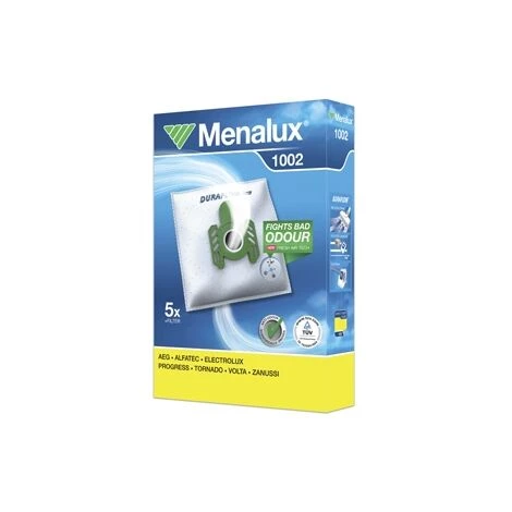 ORIGINAL MARKENWARE MENALUX 1002, 5 STAUBBEUTEL, DURAFLOW FRESH MIT ANTI-ODOUR, PASSEND U.A. FÜR AEG GR5, PROGRESS PC 22, PC 23,