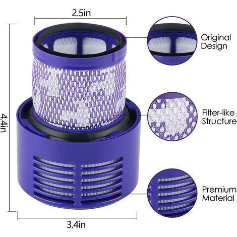 WERKZEUGE 2er-Pack Waschbarer Filter Für Dyson V10 SV12 Cyclone Animal Absolute Total Clean Staubsauger Vergleiche Teilenummer 969082-01 – Bild 3