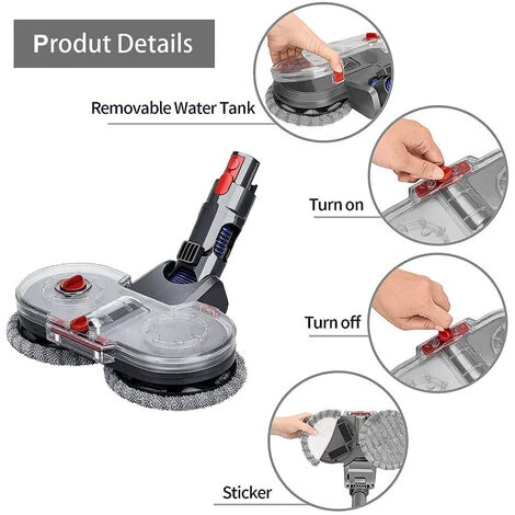 BENOBBY KIDS Elektrischer Wischkopf F��r Dyson V11 V10 V8 V7 V15 Staubsauger Mit Abnehmbarem Wassertank, 6 Waschbaren Mopps + 1 Nachf��lltank – Bild 4