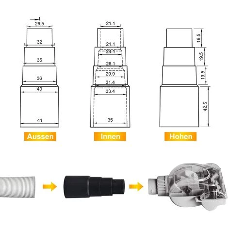 BENOBBY KIDS 3 Saugschlauch-Adapterwerkzeug Robuster Schlauchadapter Staubsauger-Adapter Geeignet F��r Alle Arten Von Staubsauger-Saugschnittstellen-Reduzierst��cken – Bild 2