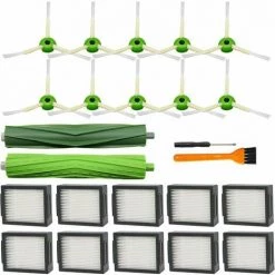 BENOBBY KIDS Packung Mit 21 Ersatzteilen F��r IRobot Roomba I&E Serie I7 I7+ I3 I3+ I4 I4+ I6 I6+ I8 I8+/Plus E5 E6 E7 Roboter-Staubsauger, 1 Satz Mehrfl?chen-Gummib��rsten, 10 Packungen Filter, 10 Packungen Seitenb��rsten