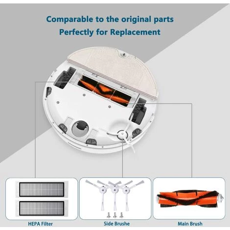 STOMO Ersatzteile Für Xiaomi Staubsauger S50 S51 S55 S5 S6 S60 S65 10-Teilig Zubehör-Kit Mit 1 Hauptbürste 3 Seitenbürste 2 HEPA Filter 1Reinigungswerkzeug 3 Schrauben – Bild 2