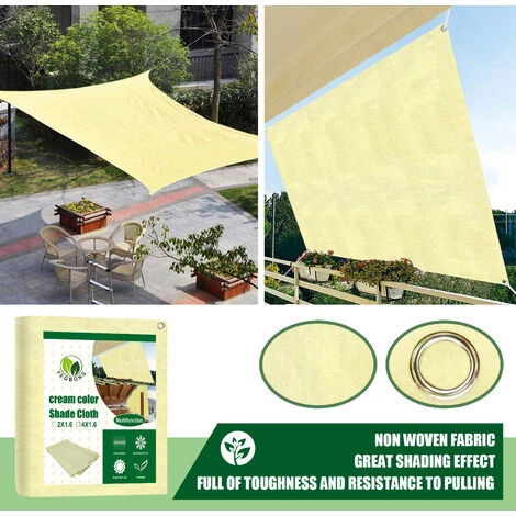 BENOBBY KIDS Sonnensegel, 4 X 1,6 M, Cremefarben, Rechteckig, Stoff, Sonnenschutz, Segel, ?berdachung, UV-Schutz, F��r Terrasse, Hinterhof, Veranda – Bild 2