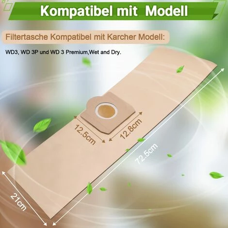 BENOBBY KIDS 15 St��ck Staubsaugerbeutel F��r K?rcher 6.959-130.0 WD3 WD3P MV3 Nass- Und Trockensauger Ersatz-Papierfilterbeutel, Beutel F��r K?rcher WD3 Premium Zubeh?r Ersatzteile – Bild 2