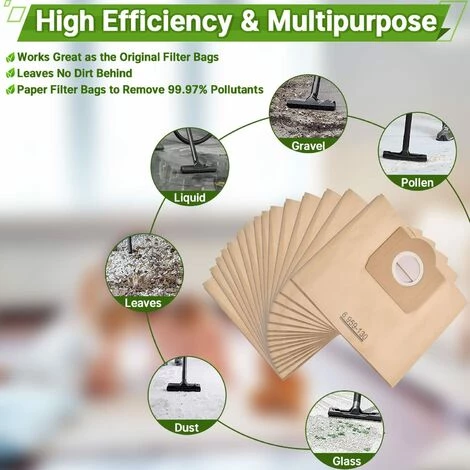 BENOBBY KIDS 15 St��ck Staubsaugerbeutel F��r K?rcher 6.959-130.0 WD3 WD3P MV3 Nass- Und Trockensauger Ersatz-Papierfilterbeutel, Beutel F��r K?rcher WD3 Premium Zubeh?r Ersatzteile – Bild 5