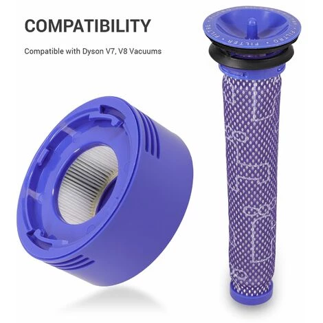 MESTTU Hand-und Stielstaubsauger, Filter Set Für Dyson V7 V8 - Vormotorfilter Und Hepa Nachmotorfilter - Wiederverwendbar - Akku Staubsauger Ersatzteile Zubehör – Bild 2